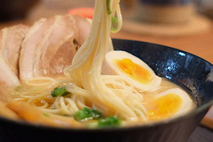 Make your bowl of ramen at home. Add your favourite ramen toppings such as egg, roasted pork, bamboo sticks, spring opinions, chicken, seaweed. "Tokusei" Ramen in local ramen shop refers to the noodles with all toppings.